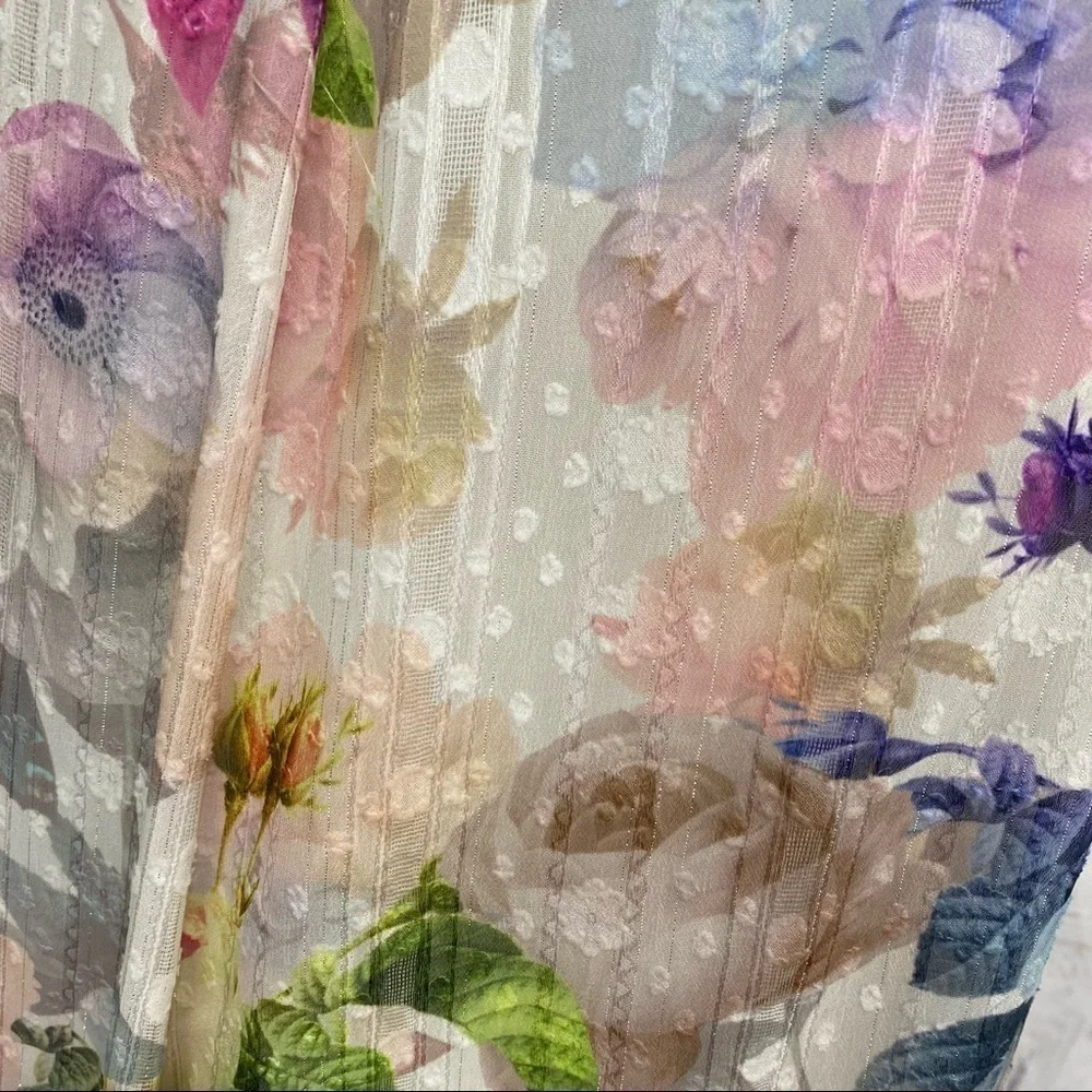 Alex Marie Ivory Pink Floral Long Maxi Sleeveless V Neck Halter Dress Easter NEW - Picture 4 of 11